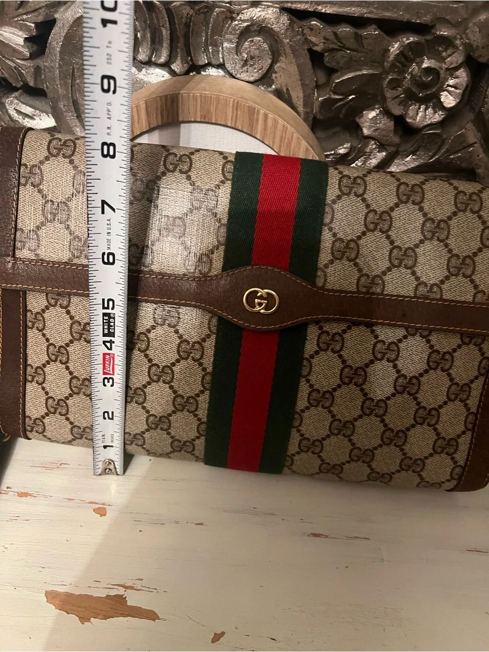 Gucci Supreme Canvas sherry line clutch Large size